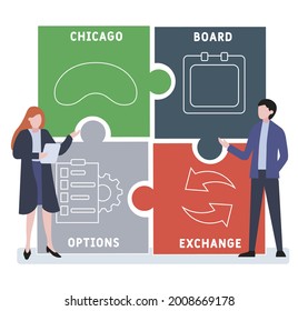 Flat design with people. CBOE - Chicago Board Options Exchange acronym. business concept background. Vector illustration for website banner, marketing materials, business presentation, online advertis
