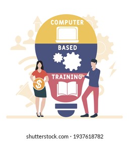 Flat design with people. CBT - Computer Based Training  . acronym, business concept background.   Vector illustration for website banner, marketing materials, business presentation, online