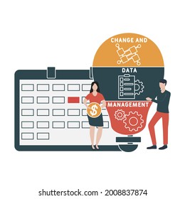 Flat design with people. CDM - Change and Data Management  acronym. business concept background. Vector illustration for website banner, marketing materials, business presentation, online advertising