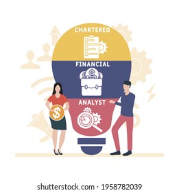 Flat design with people. CFA - Chartered Financial Analyst acronym, business concept background.   Vector illustration for website banner, marketing materials, business presentation, online