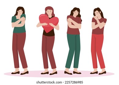 Flat design of people character self love collection. Illustration for website, landing page, mobile app, poster and banner. Trendy flat vector illustration