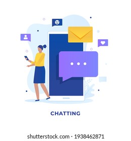 Flat design of people chatting concept. Illustration for websites, landing pages, mobile applications, posters and banners.