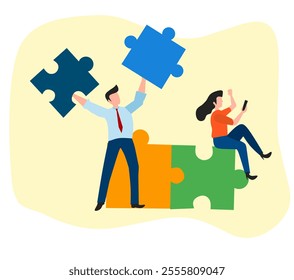 flat design people concept illustration isolated in white, vector illustration work business start up and marketing 