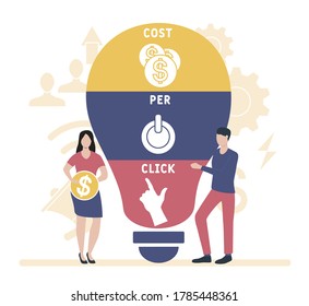 Flat design with people. CPC Cost Per Click. business concept. 
Vector illustration for website banner, marketing materials, business presentation, online advertising.