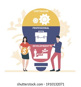 Flat design with people. CPD - Continuing Professional Development. acronym, business concept background.   Vector illustration for website banner, marketing materials, business presentation, online