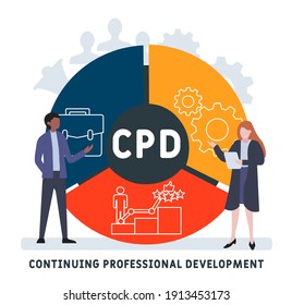 Flat Design With People. CPD - Continuing Professional Development. Acronym, Business Concept Background.   Vector Illustration For Website Banner, Marketing Materials, Business Presentation, Online