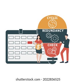 Flat design with people. CRC - Cyclic Redundancy Check acronym. business concept background. Vector illustration for website banner, marketing materials, business presentation, online advertising