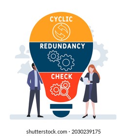 Flat design with people. CRC - Cyclic Redundancy Check acronym. business concept background. Vector illustration for website banner, marketing materials, business presentation, online advertising