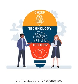 Flat design with people. CTO - Chief Technology Officer acronym, business concept background.   Vector illustration for website banner, marketing materials, business presentation, online advertising.