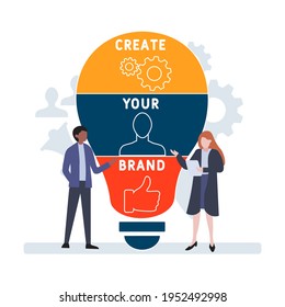 Flat design with people. CYB - Create Your Brand acronym, business concept background.   Vector illustration for website banner, marketing materials, business presentation, online advertising.