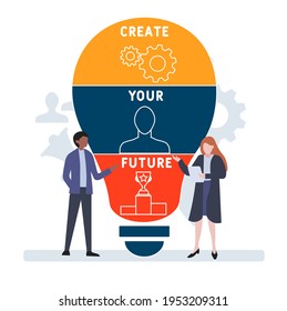 Flat design with people. CYF - Create Your Future acronym, business concept background.   Vector illustration for website banner, marketing materials, business presentation, online advertising.