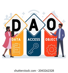 Flat design with people. DAO - Data Access Object acronym. business concept background. Vector illustration for website banner, marketing materials, business presentation, online advertising
