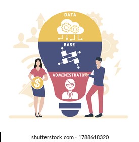 Flat design with people. DBA - Data base Administrator. business concept. Vector illustration for website banner, marketing materials, business presentation, online advertising.