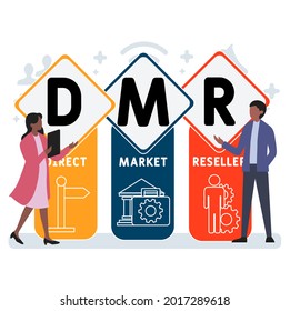 Flat design with people. DMR - Direct Market Reseller acronym. business concept background. Vector illustration for website banner, marketing materials, business presentation, online advertising