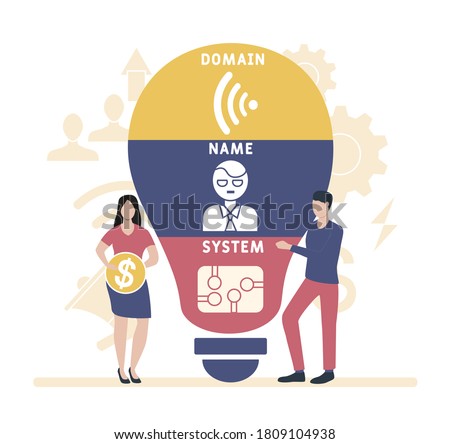 Flat design with people. DNS - Domain Name System. Platform. business concept background. Vector illustration for website banner, marketing materials, business presentation, online advertisin