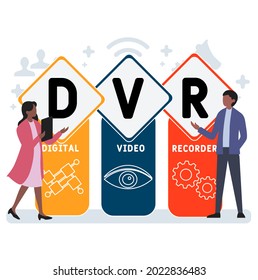 Flat design with people. DVR - Digital Video Recorder acronym. business concept background. Vector illustration for website banner, marketing materials, business presentation, online advertising