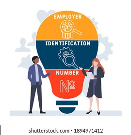 Flat design with people. EIN - Employer Identification Number  acronym, business concept background.   Vector illustration for website banner, marketing materials, business presentation, online