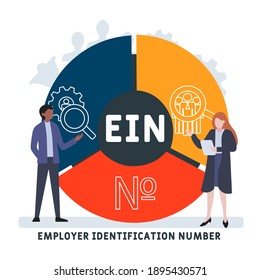 Flat design with people. EIN - Employer Identification Number  acronym, business concept background.   Vector illustration for website banner, marketing materials, business presentation, online