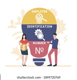 Flat design with people. EIN - Employer Identification Number  acronym, business concept background.   Vector illustration for website banner, marketing materials, business presentation, online