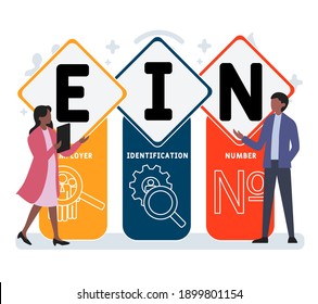 Flat design with people. EIN - Employer Identification Number  acronym, business concept background.   Vector illustration for website banner, marketing materials, business presentation, online