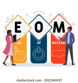 Flat design with people. EOM - End Of Message acronym. business concept background. Vector illustration for website banner, marketing materials, business presentation, online advertising