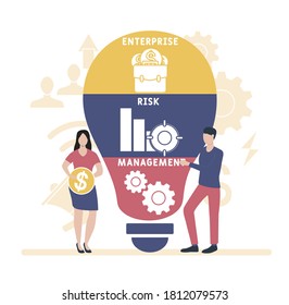Flat design with people. ERM - Enterprise Risk Management. Platform. business concept background. Vector illustration for website banner, marketing materials, business presentation, online advertisin