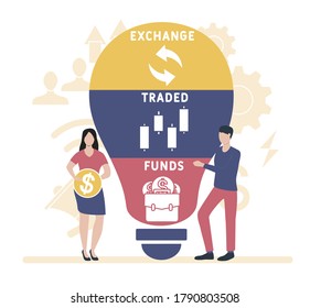 Flat design with people. ETF - Exchange Traded Funds. business concept.Vector illustration for website banner, marketing materials, business presentation, online advertising.