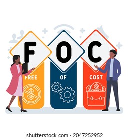 Flat design with people. FOC - Free Of Cost acronym. business concept background. Vector illustration for website banner, marketing materials, business presentation, online advertising