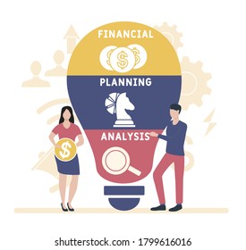 Flat design with people. FPA  - financial planning and analysis.  business concept background. Vector illustration for website banner, marketing materials, business presentation, online advertising