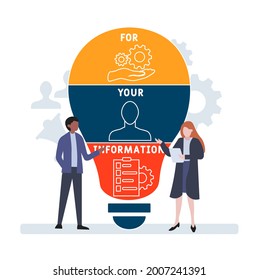 Flat design with people. FYI - For Your Information acronym. business concept background. Vector illustration for website banner, marketing materials, business presentation, online advertising