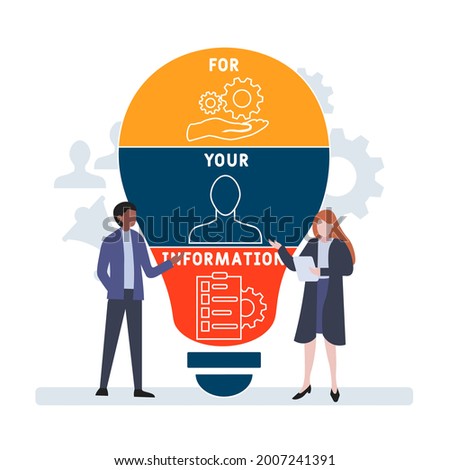 Flat design with people. FYI - For Your Information acronym. business concept background. Vector illustration for website banner, marketing materials, business presentation, online advertising