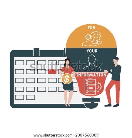 Flat design with people. FYI - For Your Information acronym. business concept background. Vector illustration for website banner, marketing materials, business presentation, online advertising