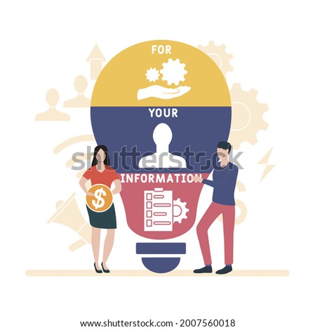 Flat design with people. FYI - For Your Information acronym. business concept background. Vector illustration for website banner, marketing materials, business presentation, online advertising
