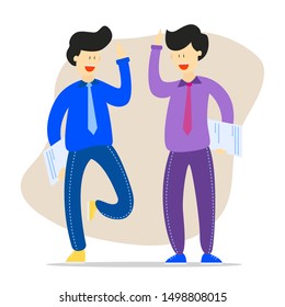flat design people greet work time