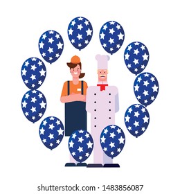 flat design people happy labor day