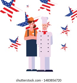 flat design people happy labor day