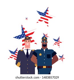 flat design people happy labor day