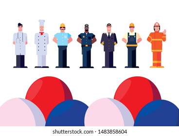 flat design people happy labor day