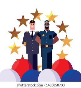 flat design people happy labor day