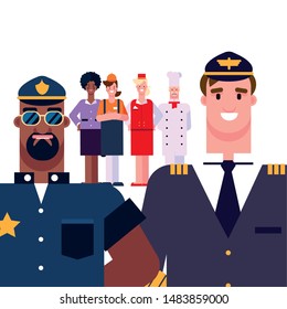 flat design people happy labor day