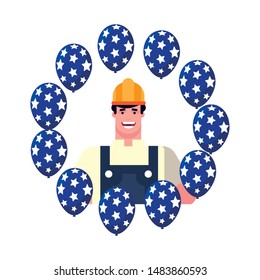flat design people happy labor day