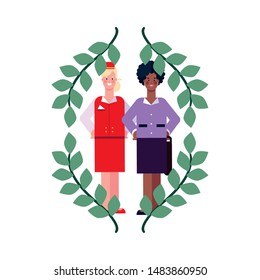 flat design people happy labor day