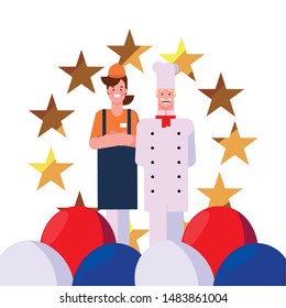 flat design people happy labor day