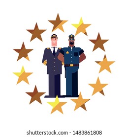 flat design people happy labor day
