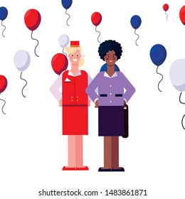 flat design people happy labor day