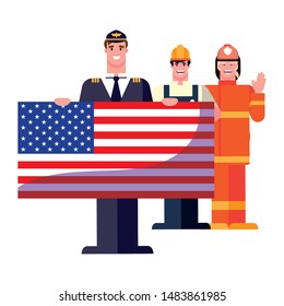 flat design people happy labor day