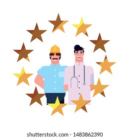 flat design people happy labor day