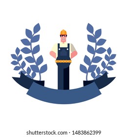 flat design people happy labor day