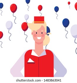 flat design people happy labor day