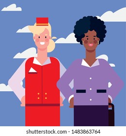 flat design people happy labor day